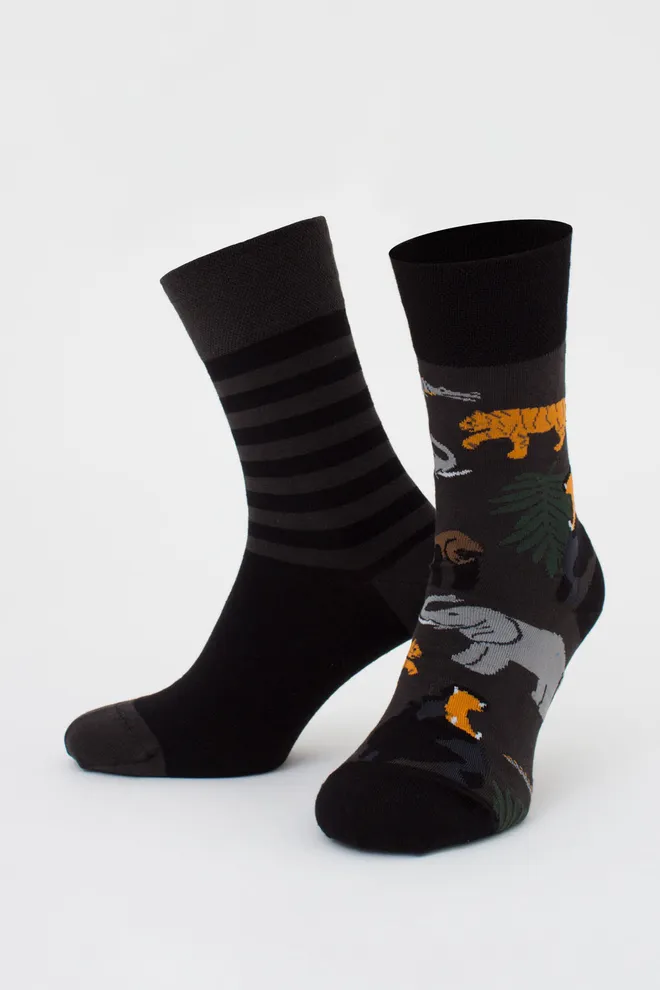 Чоловічі шкарпетки набір з 2 пар (тварини та смужки) MS3 FASHION SET 1 (пак х2) Giulia (pirate black/black), чорний