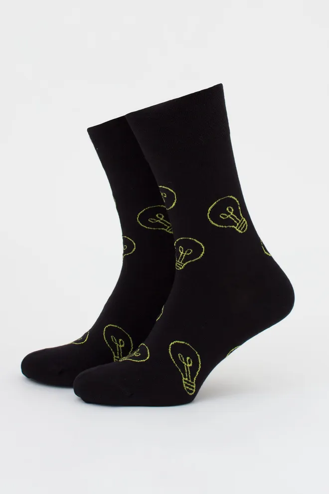 Чоловічі шкарпетки з лампочками, набір з 2 пар MS3 FASHION SET 5 (пак х2) Giulia (black), чорний