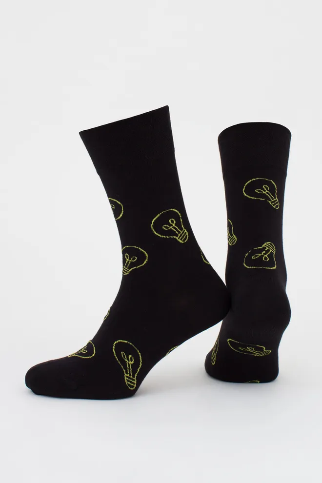 Чоловічі шкарпетки з лампочками, набір з 2 пар MS3 FASHION SET 5 (пак х2) Giulia (black), чорний