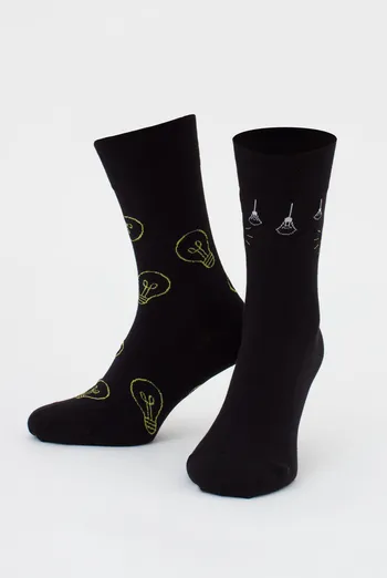 Мужские носки с лампочками, набор из 2 пар MS3 FASHION SET 5 (пак х2) Giulia (black), черный