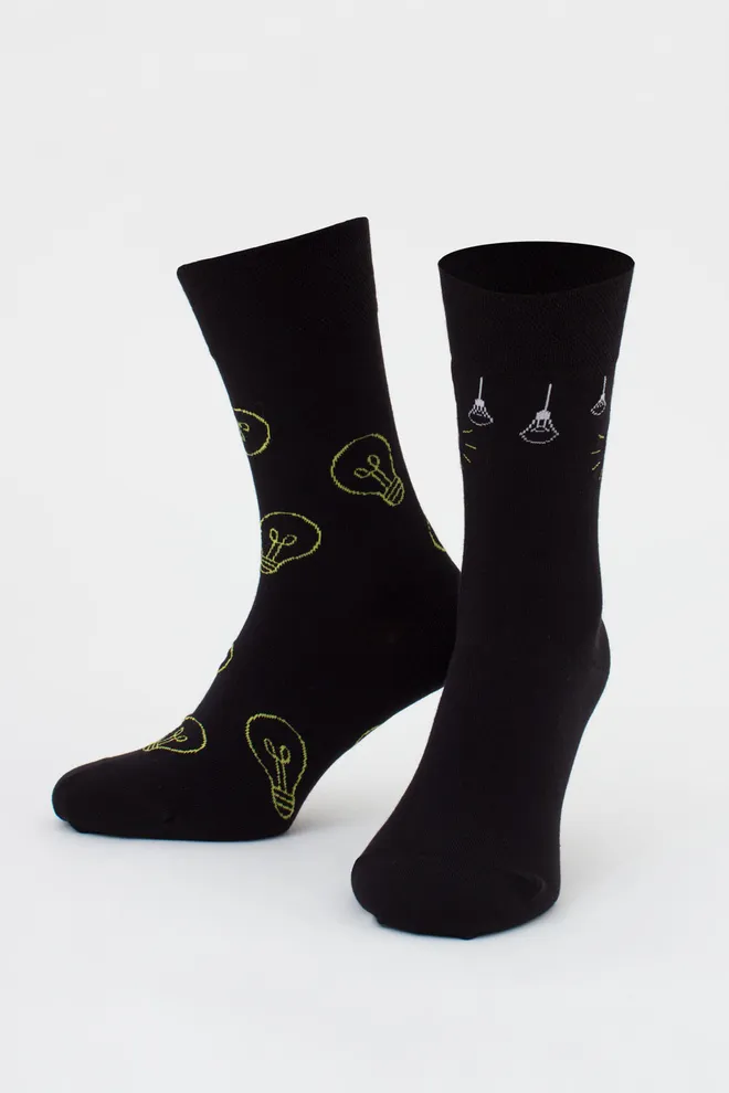 Чоловічі шкарпетки з лампочками, набір з 2 пар MS3 FASHION SET 5 (пак х2) Giulia (black), чорний