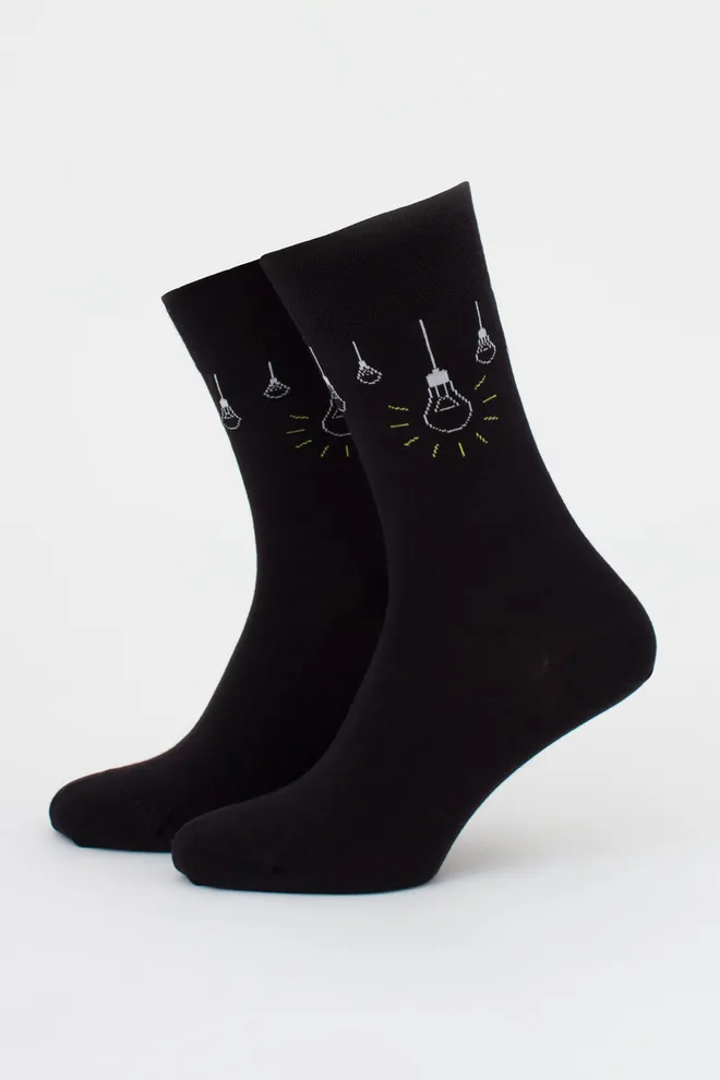 Чоловічі шкарпетки з лампочками, набір з 2 пар MS3 FASHION SET 5 (пак х2) Giulia (black), чорний