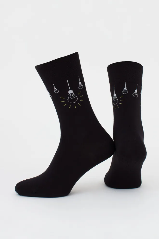 Чоловічі шкарпетки з лампочками, набір з 2 пар MS3 FASHION SET 5 (пак х2) Giulia (black), чорний