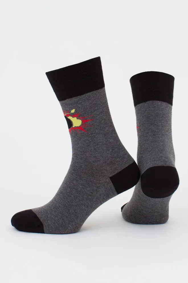 Чоловічі шкарпетки з бомбочками, набір з 2 пар MS3 FASHION SET 4 (пак х2) Giulia (dark grey melange), сірий