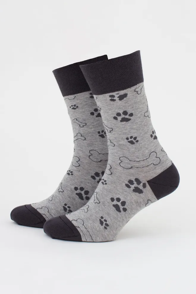 Чоловічі шкарпетки набір з 2 пар (собачки та кісточки) MS3 FASHION SET 3 (пак х2) Giulia (iron/light grey melange), сірий/світло-сірий