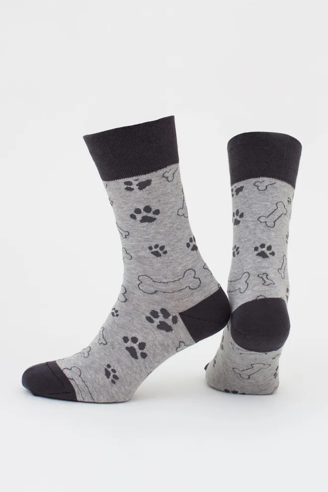 Чоловічі шкарпетки набір з 2 пар (собачки та кісточки) MS3 FASHION SET 3 (пак х2) Giulia (iron/light grey melange), сірий/світло-сірий