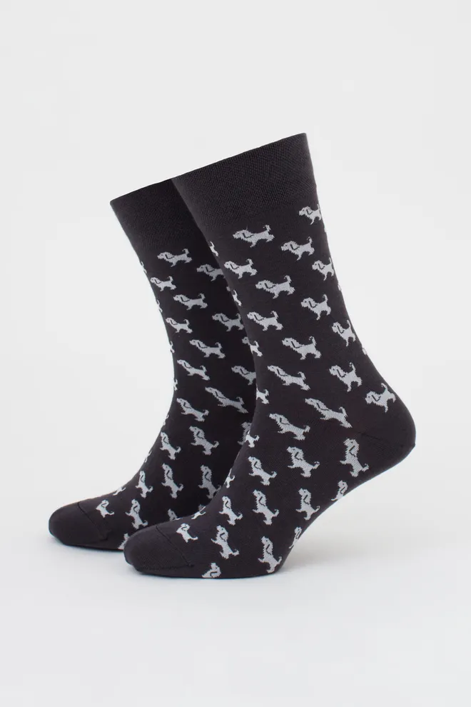 Чоловічі шкарпетки набір з 2 пар (собачки та кісточки) MS3 FASHION SET 3 (пак х2) Giulia (iron/light grey melange), сірий/світло-сірий