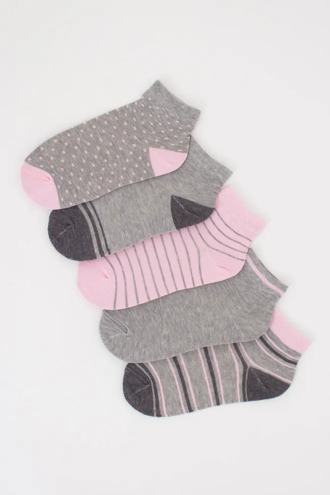 Женские носки набор из 5 пар WS2 SET 6 (pearl/light grey melange/dark grey melange), розовый/серый