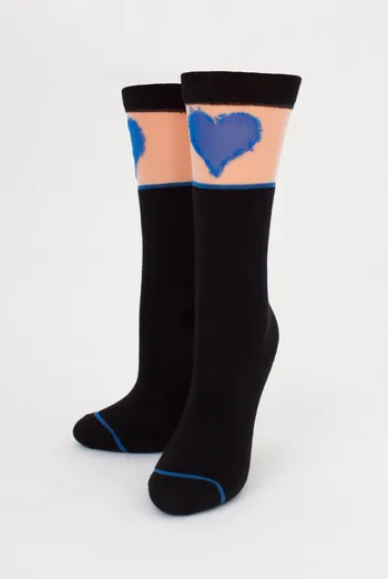 Детские гольфы с сердечком на прозрачной вставке KG1 CRISTAL 007 Giulia (nero/blue), черный/синий