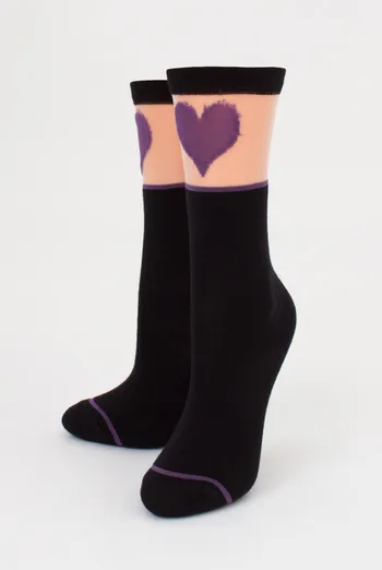Детские гольфы с сердечком на прозрачной вставке KG1 CRISTAL 007 Giulia (nero/violet), черный/фиолетовый Детские гольфы с сердечком на прозрачной вставке KG1 CRISTAL 007 Giulia (nero/violet), черный/фиолетовый
