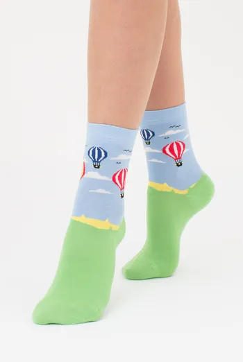 Носки женские с рисунком воздушных шаров WS3 BRIGHT 2413 Giulia (baby blue), голубой Носки женские с рисунком воздушных шаров WS3 BRIGHT 2413 Giulia (baby blue), голубой