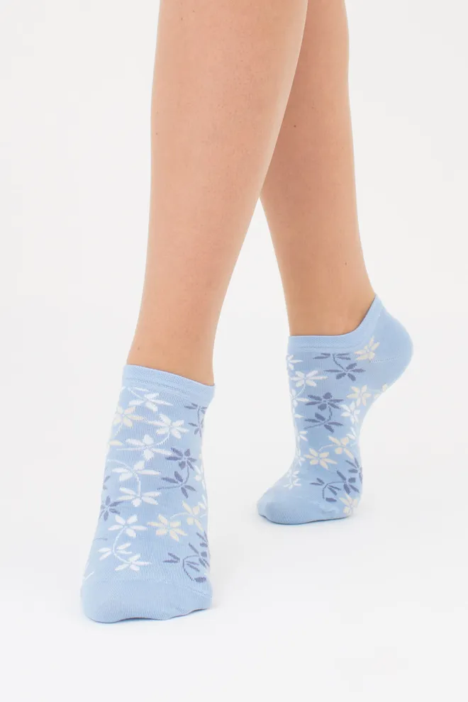 Носки женские 2 пары (горошек и цветочный узор) WS1 FASHION SET 2407 (пак х2) Giulia (baby blue), голубой