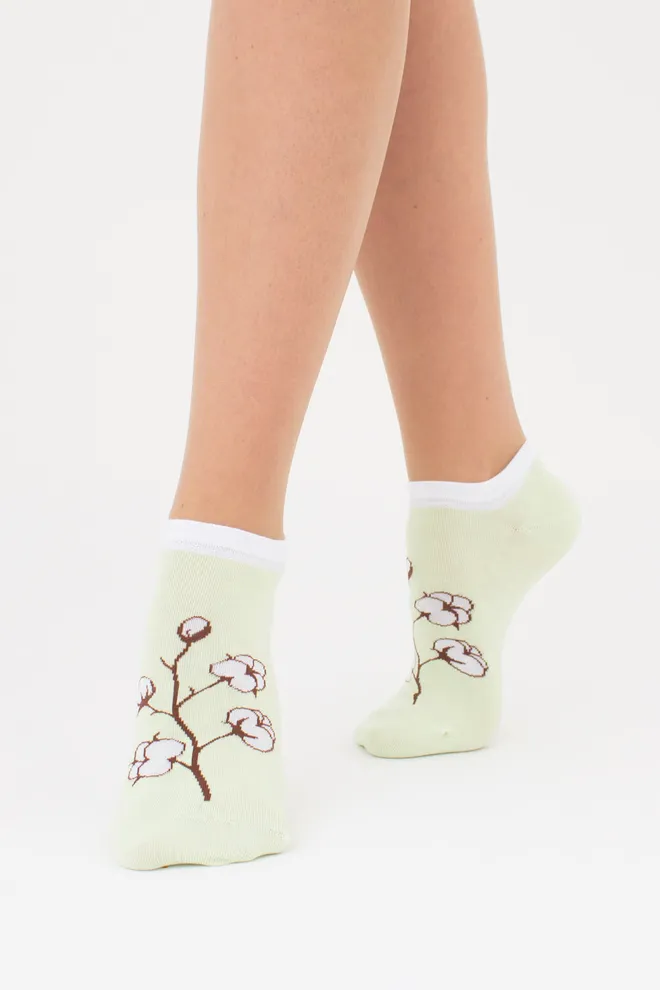 Набор из 2-х пар женских носков с веточкой хлопка WS1 FASHION SET 2403 (пак х2) Giulia (green), зеленый