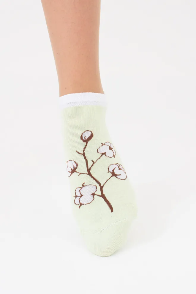 Набор из 2-х пар женских носков с веточкой хлопка WS1 FASHION SET 2403 (пак х2) Giulia (green), зеленый