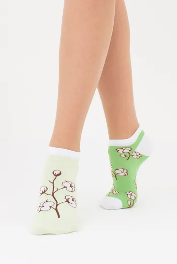 Набор из 2-х пар женских носков с веточкой хлопка WS1 FASHION SET 2403 (пак х2) Giulia (green), зеленый