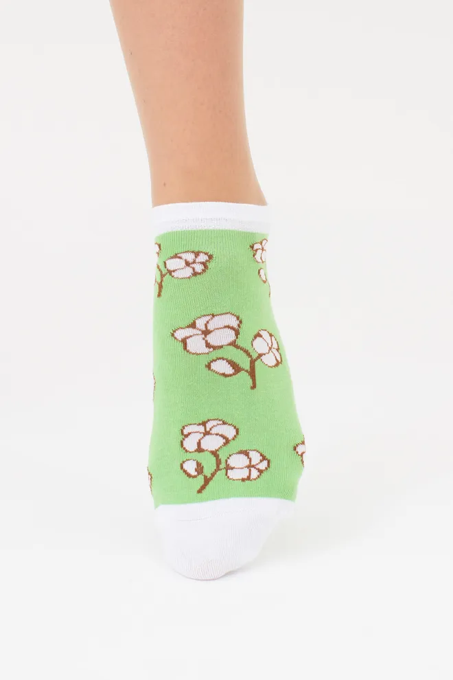 Набор из 2-х пар женских носков с веточкой хлопка WS1 FASHION SET 2403 (пак х2) Giulia (green), зеленый