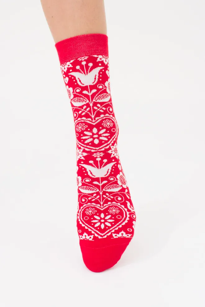 Женские высокие носки с орнаментом WS3 BRIGHT 2406 Giulia (red), красный