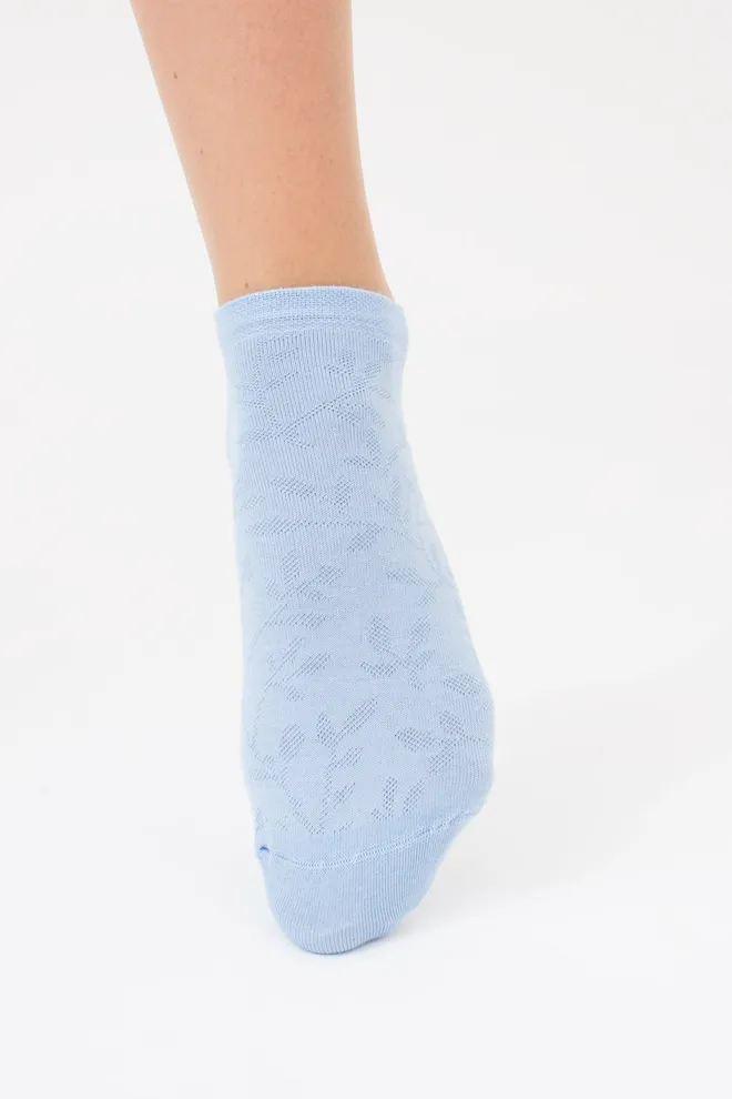 Шкарпетки жіночі з квітковим візерунком 2 пари WS1 FASHION SET 2406 (пак х2) Giulia (jeans), синій