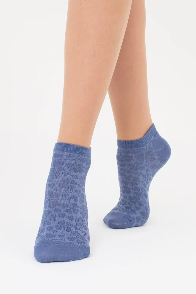 Шкарпетки жіночі з квітковим візерунком 2 пари WS1 FASHION SET 2406 (пак х2) Giulia (jeans), синій