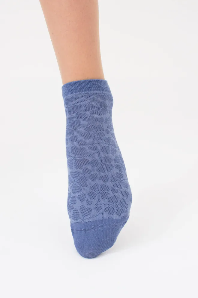 Шкарпетки жіночі з квітковим візерунком 2 пари WS1 FASHION SET 2406 (пак х2) Giulia (jeans), синій