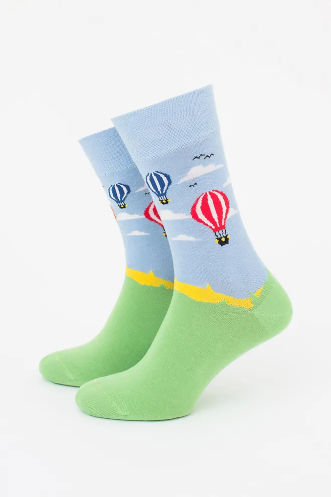 Мужские носки с рисунком воздушных шаров MS3 BRIGHT 2406 Giulia (baby blue), голубой