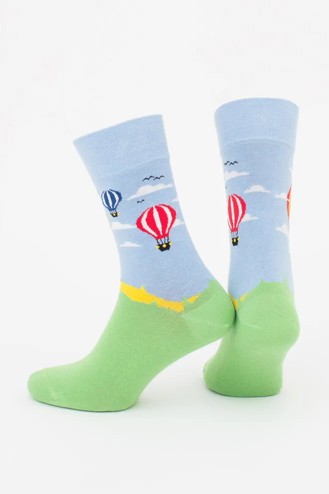 Мужские носки с рисунком воздушных шаров MS3 BRIGHT 2406 Giulia (baby blue), голубой