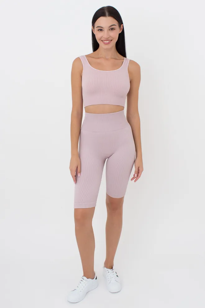 Бесшовный топ в рубчик на широких бретелях TOP RIB Giulia (burnished lilac), розовый