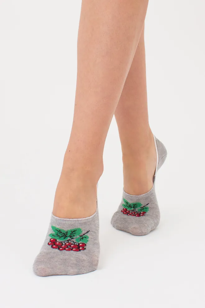 Хлопковые женские подследники с калиной WF1 UKR 2401 Giulia (light grey melange), серый