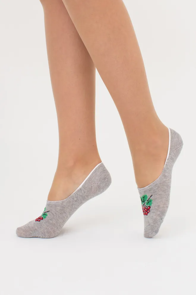 Хлопковые женские подследники с калиной WF1 UKR 2401 Giulia (light grey melange), серый