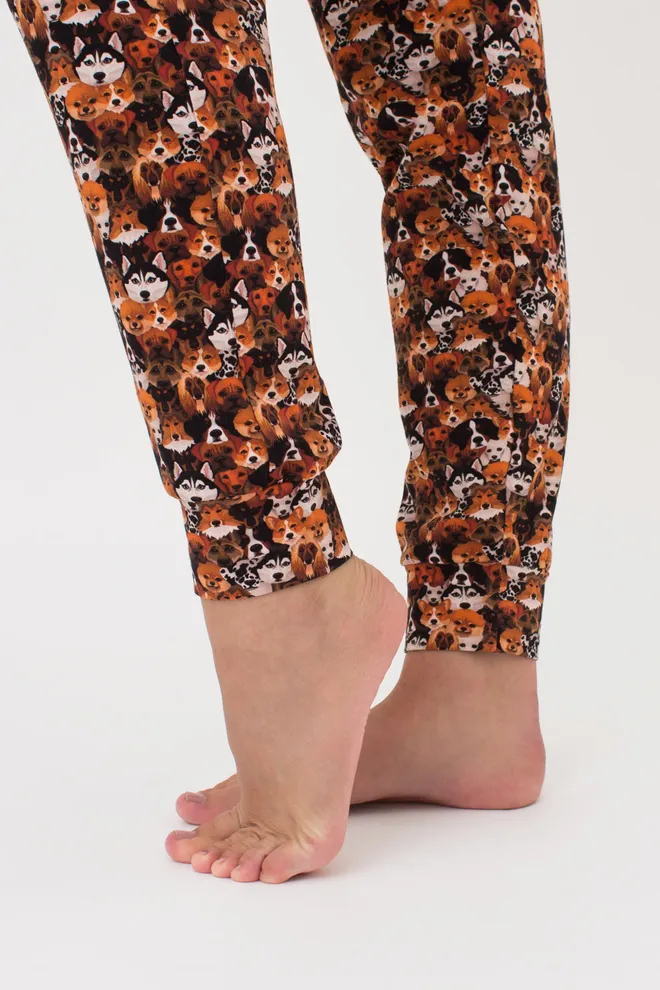 Женская пижама со штанами на манжетах FUNKY DOGS 5339/010 Giulia (creamy beige/dog), бежевый