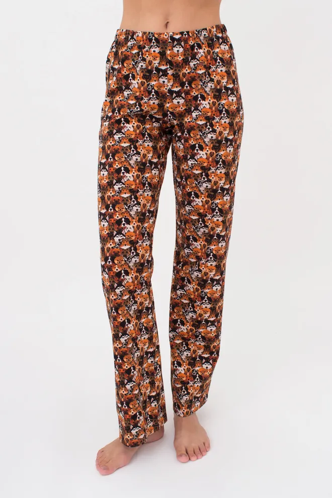 Женская пижама со штанами и кофтой с круглыми краями FUNKY DOGS 5340/010 Giulia (creamy beige/dog), бежевый