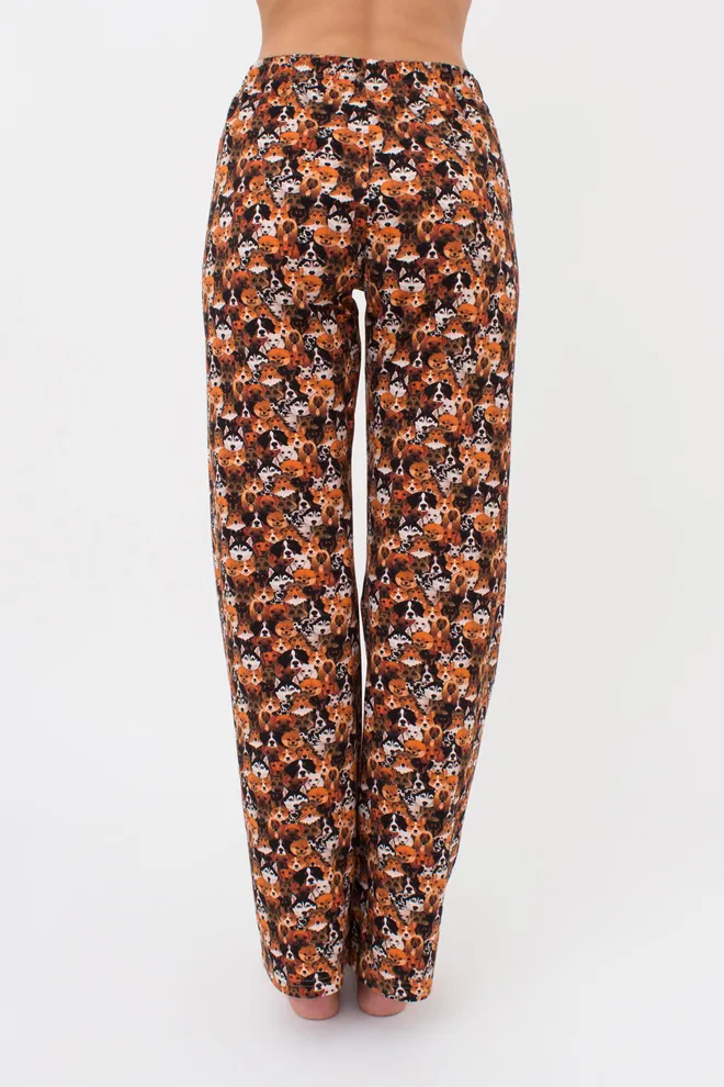 Женская пижама со штанами и кофтой с круглыми краями FUNKY DOGS 5340/010 Giulia (creamy beige/dog), бежевый