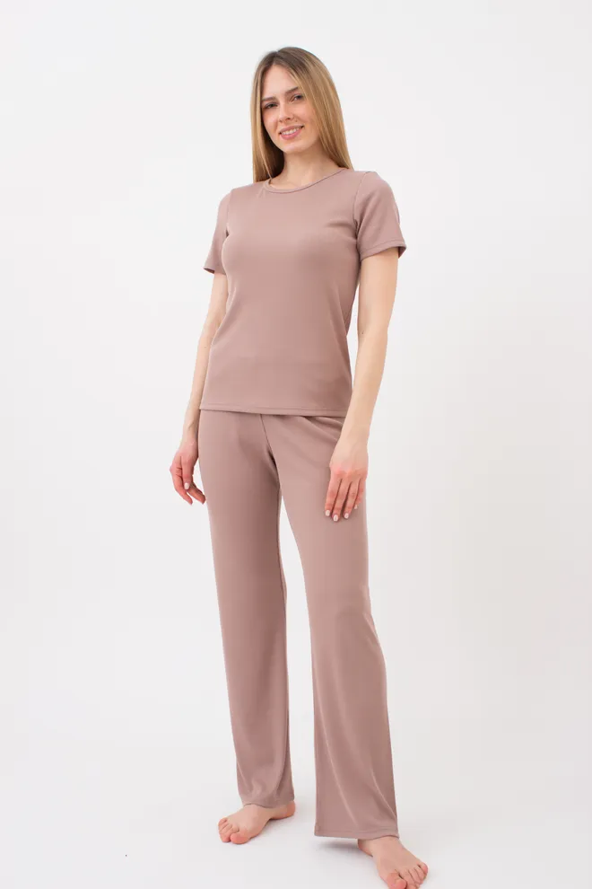 Футболка женская в рубчик Rib 4804/010 Giulia (light beige), бежевый