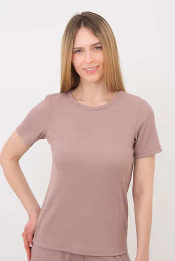 Футболка женская в рубчик Rib 4804/010 Giulia (light beige), бежевый