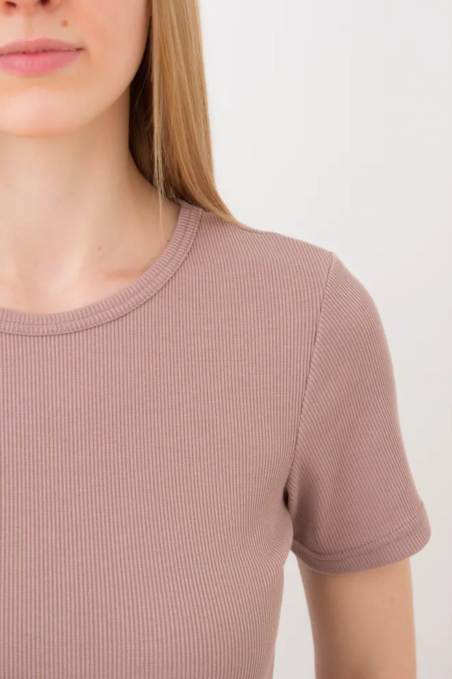 Футболка женская в рубчик Rib 4804/010 Giulia (light beige), бежевый