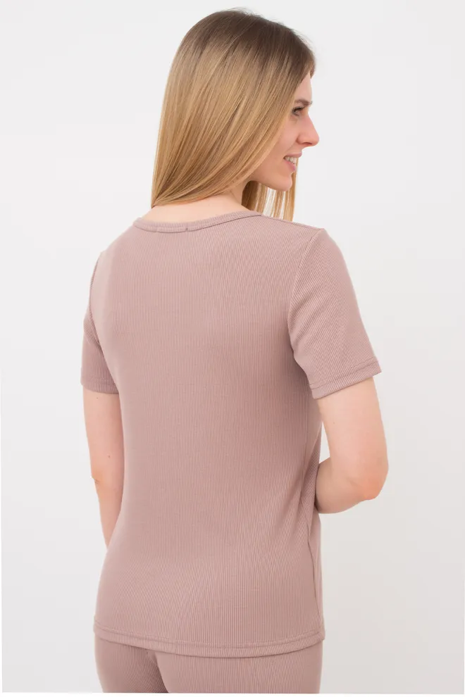 Футболка женская в рубчик Rib 4804/010 Giulia (light beige), бежевый