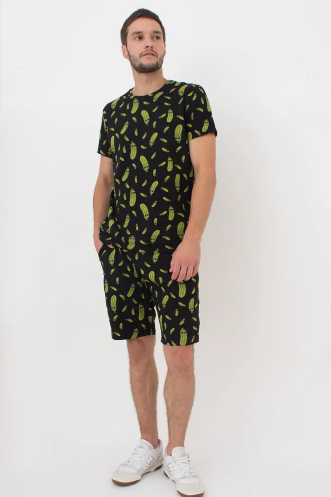 Мужские шорты с принтом огурцы COUNTRY PRINT 9002/010 Giulia (black/cucumbers), черный