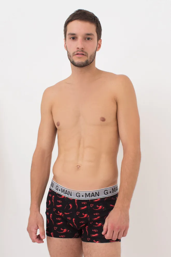 Мужские трусы боксеры G-man print 20401/60 Giulia (black/peppers), черный