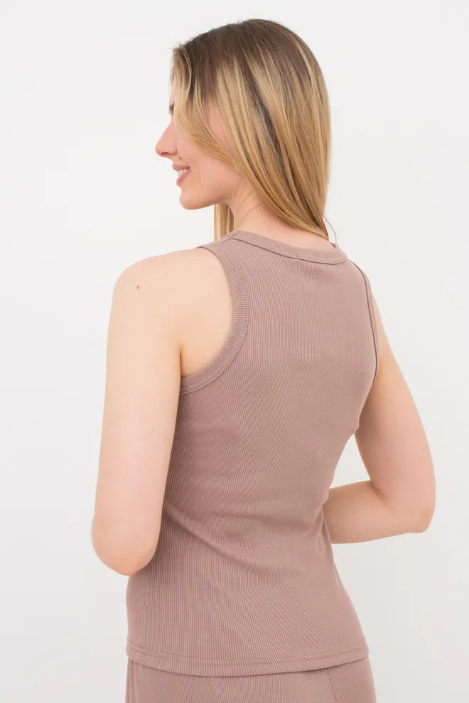 Женская майка из хлопка в рубчик RIB 3814/010 Giulia light  beige (бежевый)