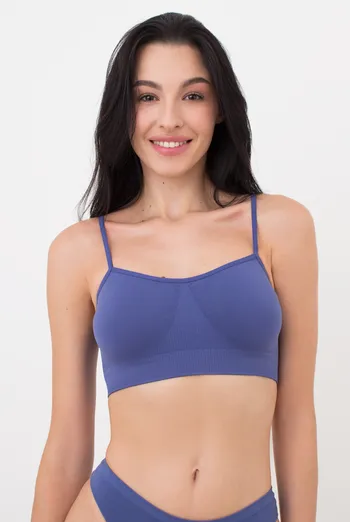 Бесшовный топ женский на тонких бретелях Cami top Giulia (marlin), синий
