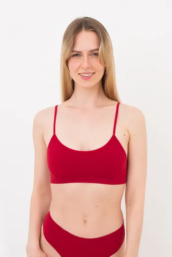 Бесшовный топ в рубчик на тонких бретелях CAMI TOP RIB Giulia (winery), бордовый