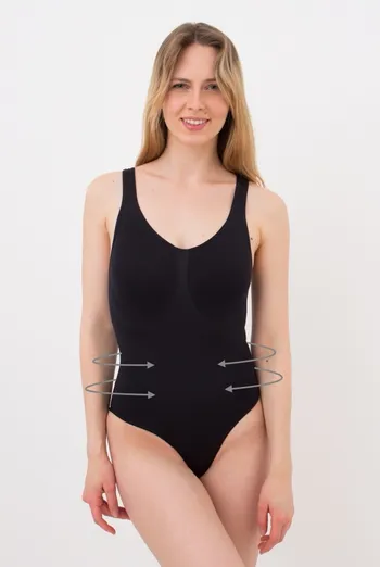 Моделирующее боди из бесшовной микрофибры BODY MODELLING Giulia (black), черный