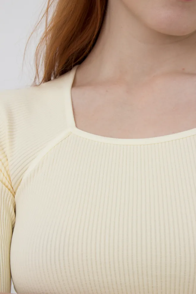 Топ в рубчик з довгим рукавом CROP TOP RIB Giulia vanilla (жовтий)