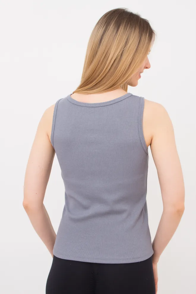 Майка женская в рубчик на широких бретелях RIB 3808/010 Giulia (grey), серый