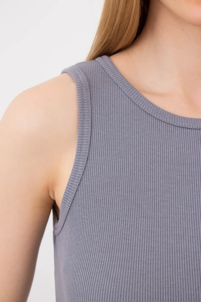 Майка женская в рубчик на широких бретелях RIB 3808/010 Giulia (grey), серый