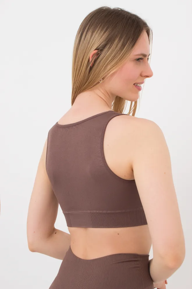 Женский бесшовный топ с push-up TOP SHAPE Giulia (deep taupe), коричневый