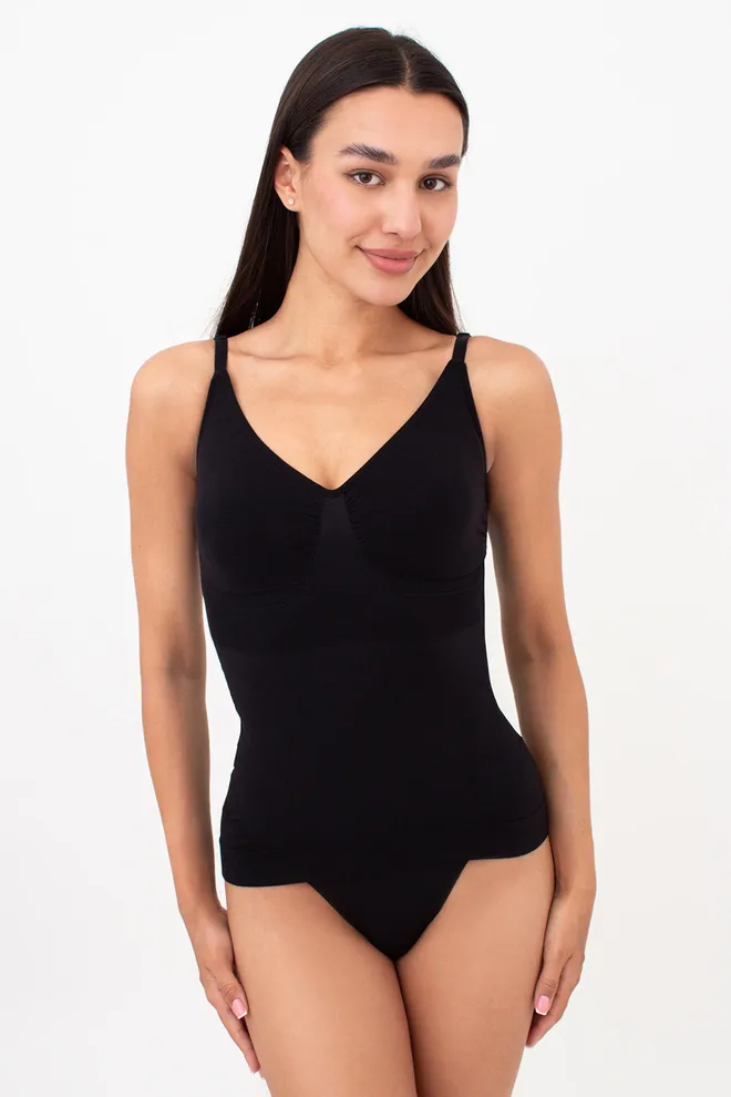 Бесшовная майка с легким моделирующим эффектом CAMI SHAPEWEAR Giulia (black), черный