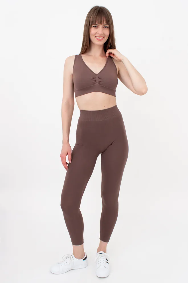 Бесшовные леггинсы из микрофибры LEGGINGS Giulia (deep taupe), коричневый