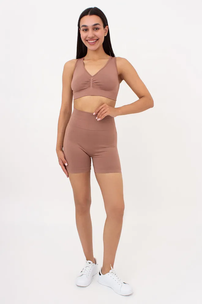 Бесшовные шорты с эффектом пуш-ап SHORTS SHAPE Giulia (mokko), коричневый