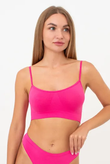 Бесшовный топ на тонких бретелях CAMI TOP Giulia (bright pink), розовый Бесшовный топ на тонких бретелях CAMI TOP Giulia (bright pink), розовый